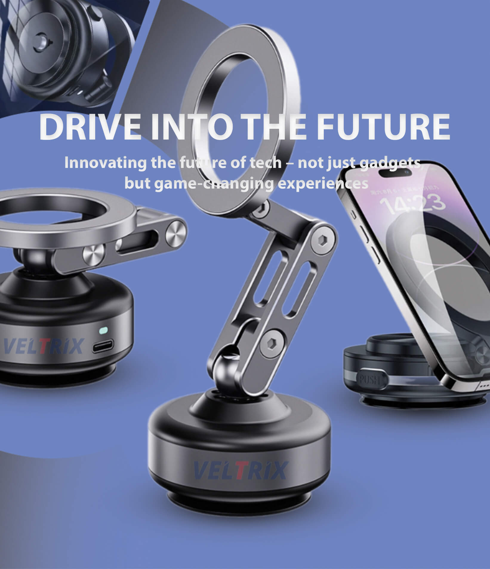 Veltrix magnetic phone holder with 360-degree adjustable arm – compact and sleek design for car and desk